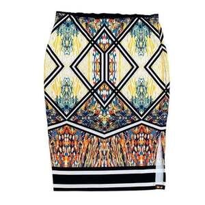 Bisou Bisou Colorful Patterned Pencil Skirt Size L
